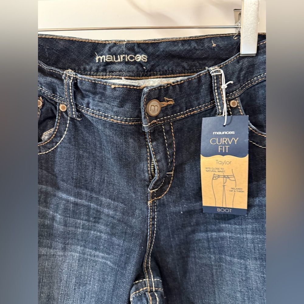 New Maurices Curvy Fit Taylor Dark Blue Boot Bootcut Jeans size 13/14 long tall - Picture 4 of 11